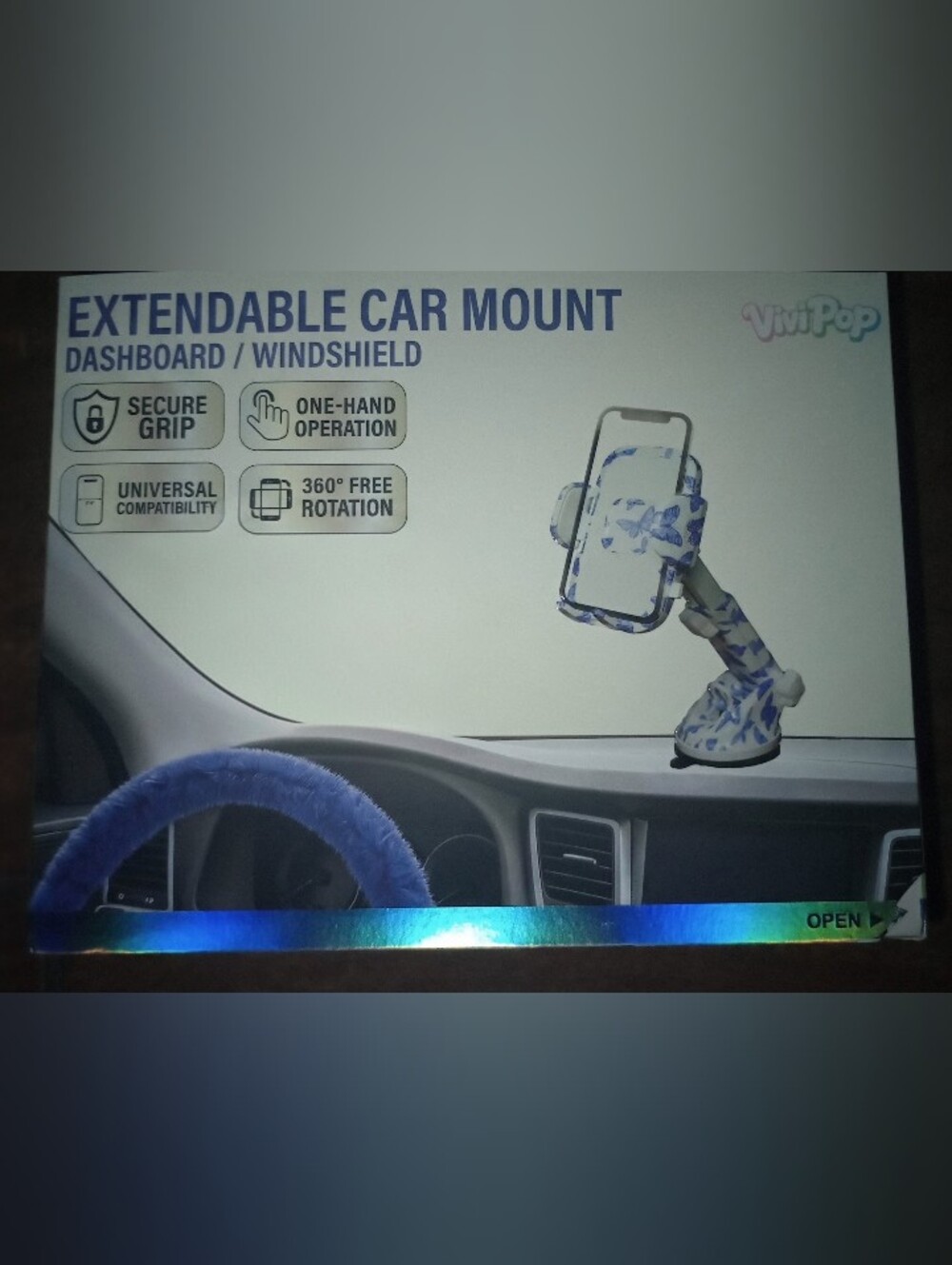 ViVI Blue Pattern Extendable Car Phone Mount for Dashboard & Windshield